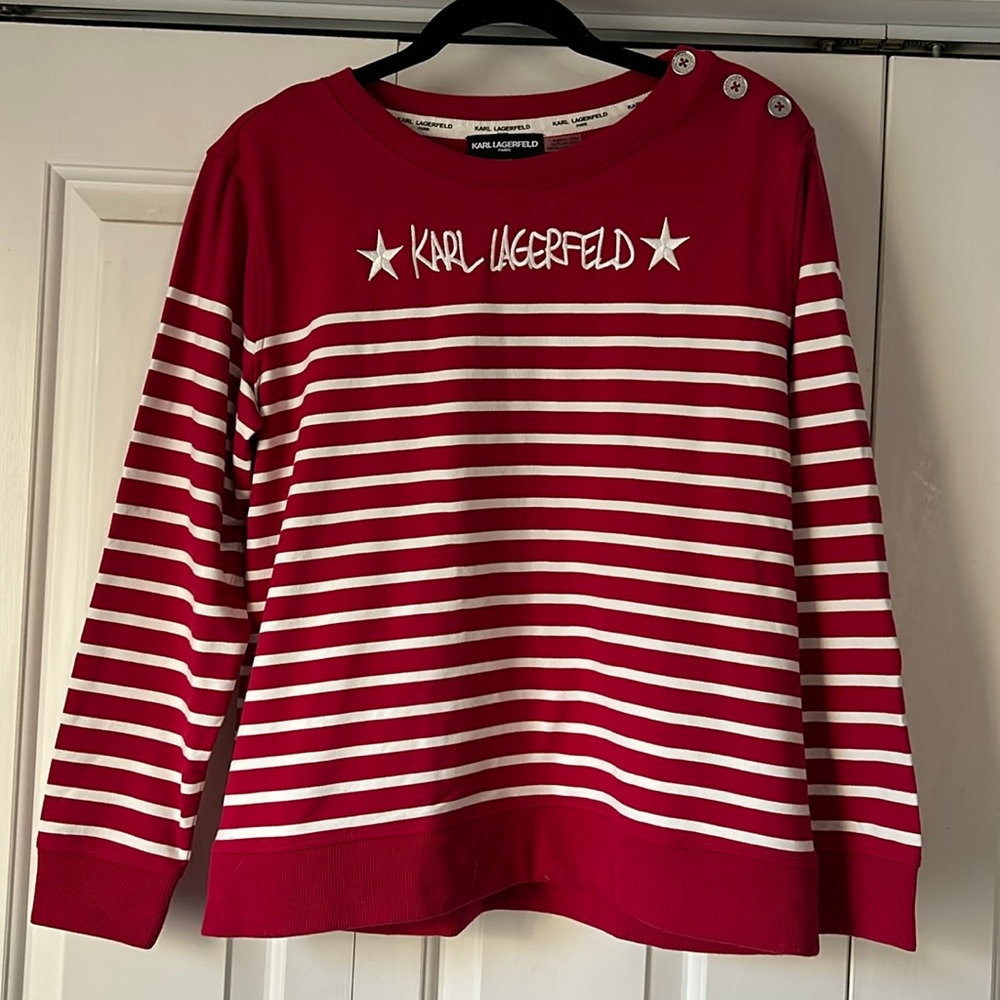 Karl Lagerfeld Striped Crewneck Sweatshirt